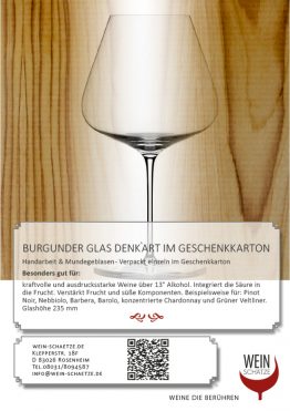 Burgunder Glas Denk`Art im Geschenkkarton