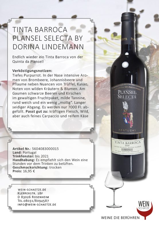 Wein Schätze : Tinta Barroca Plansel Selecta by Dorina Lindemann 5604083000015