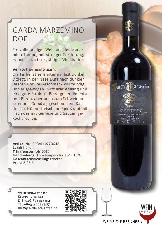 Wein Schätze 8034140220648: Garda Marzemino DOP